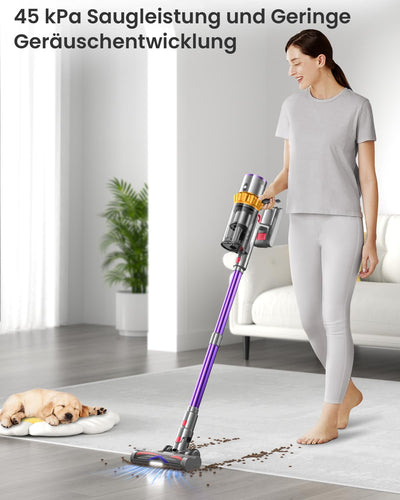 Anyson 45000Pa/550W/70Min Staubsauger Kabellos, 1.6L Akku Staubsauger Super Leise, Akkustaubsauger Selbstladender mit LED Display/Anti-Tangle-Bürste, Stabstaubsauger für Hartböden Teppiche Tierhaare