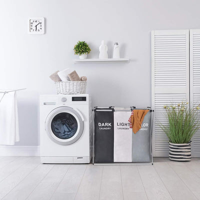 UHAPEER Wäschekorb 3 Fächer Große Faltbare Schmutziger Korb Wasserdicht WÄschesammler Platz Kleidung Klassifizierung Hell/Dunkel/Gefärbt (68 * 38 * 60cm, 3 Fächer)