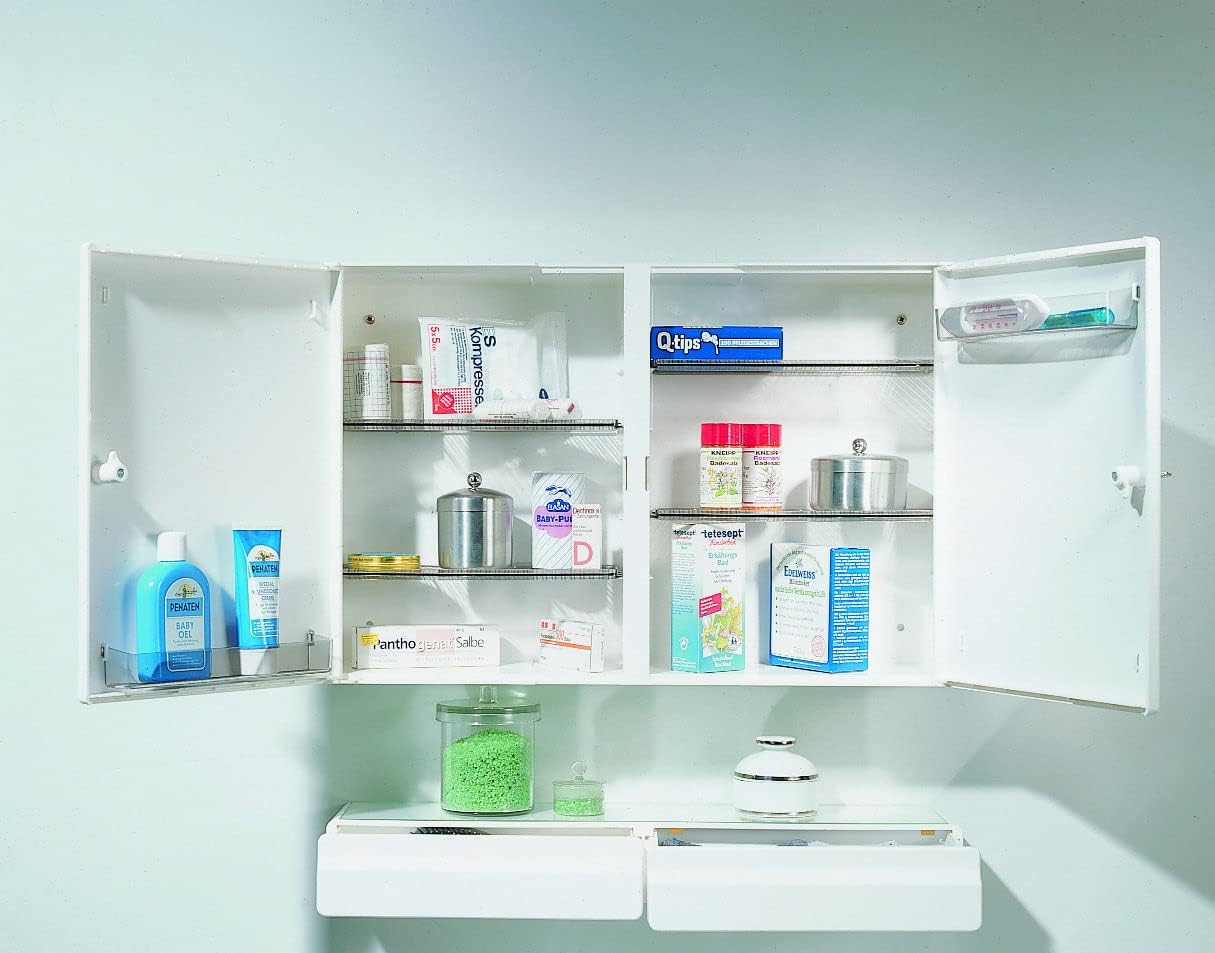 Jokey Medizinschrank abschließbar, großer Medizinschrank in Weiß, Arzneischrank Hausapotheke Erste Hilfe Schrank Medi II