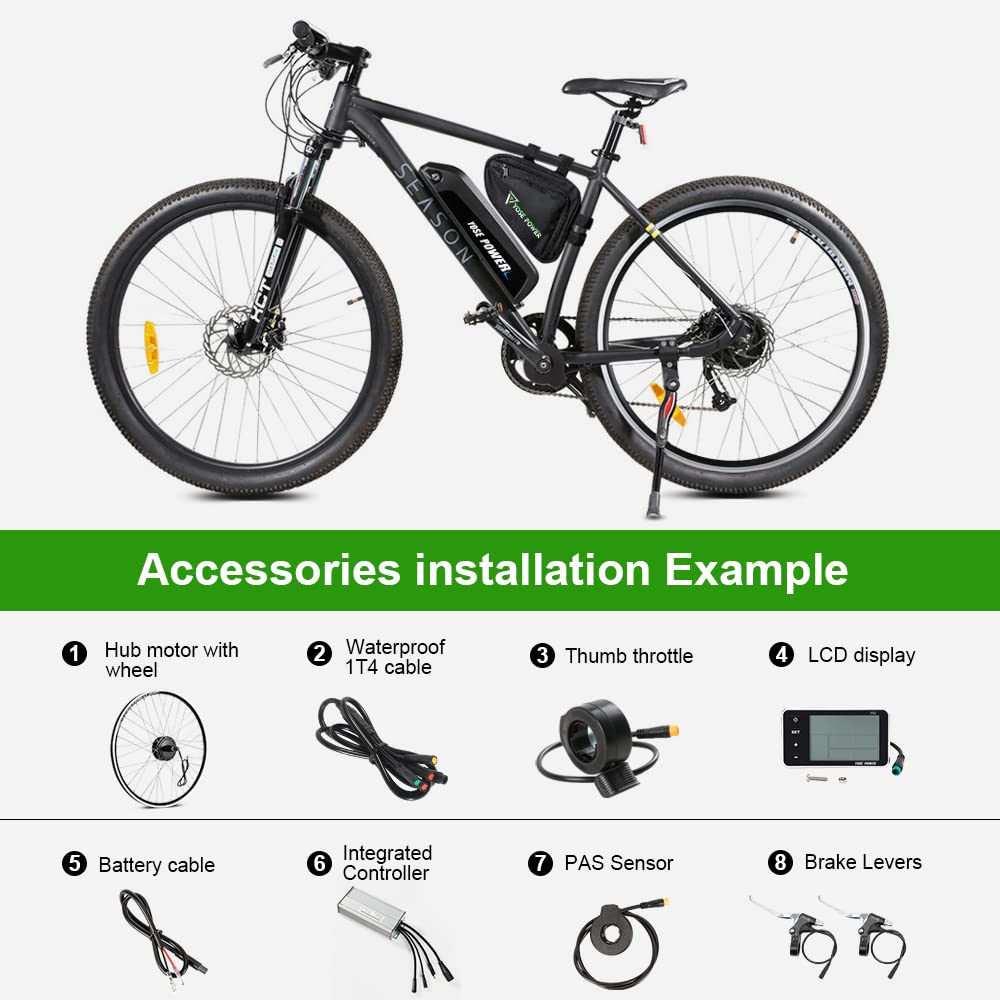 YOSE POWER E-Bike Conversion Kit 36V350W 28"(700C) Heckmotor Steckkranz Elektrofahrräder Umbausatz Cassette 28 Zoll Schwarz mit LCD Display