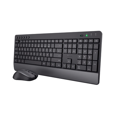 Trust Tastatur Maus Set Kabellos, Deutsches QWERTZ-Layout, Nachhaltiges Design, Kabellose Tastatur mit Funkmaus, Leise und Ergonomische Combo, 48 Monaten Batterielaufzeit, 2.4 GHz, PC, Laptop, Schwarz