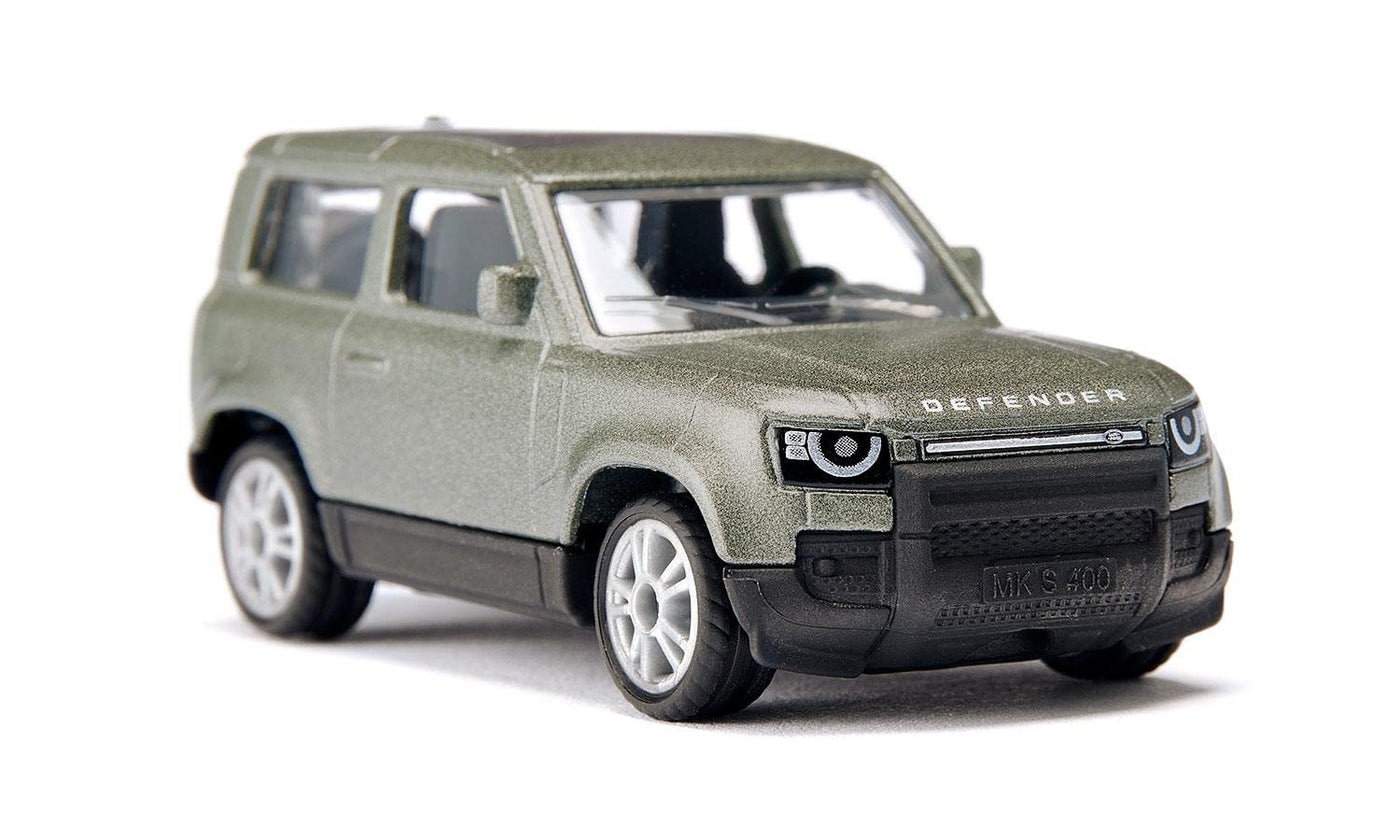 siku 1549, Land Rover Defender 90 P400 AWD, Spielzeug-Auto, Metall/Kunststoff, Grün, Metallic-Lackierung, Gummierte Reifen, Anhängerkupplung