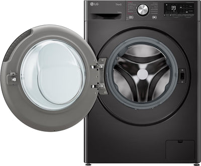 LG W4WR7096YB, Klasse D, Frontlader-Waschtrockner 9 - 6 kg, 62 x 60 x 85 cm, Wi-Fi, AI Direct Drive, Tiefenreinigung mit Dampf, TurboWash 360, Große Kapazität, Außentür aus gehärtetem Glas, Weiß