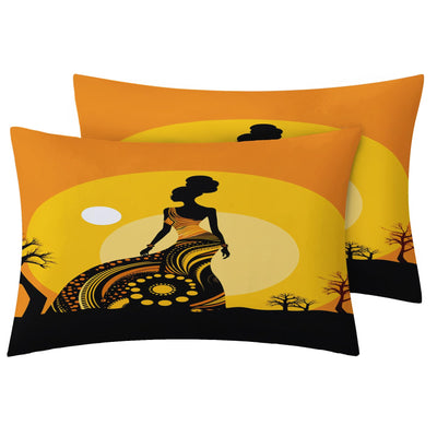 WQIZXCW Afrikanische Bettwäsche 200x220 - Afrika Frau Motiv, Weiche und Angenehme Microfaser Bettbezug Set 3 Teilig, 2 Kissenbezug 80x80, mit Reißverschluss, Wendebettwäsche & Zimmer Deko