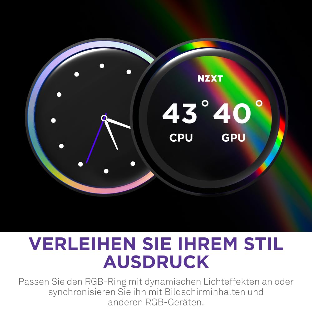 NZXT Kraken Elite 360 RGB - AIO CPU-Flüssigkeitskühler - 360-mm-Radiator - F360 RGB Core-Lüfter - Anpassbares 2,72"-IPS LCD - Turbine Pump - Intel LGA 1700, 1200/115X, 1851 - AMD AM5, AM4 - Schwarz