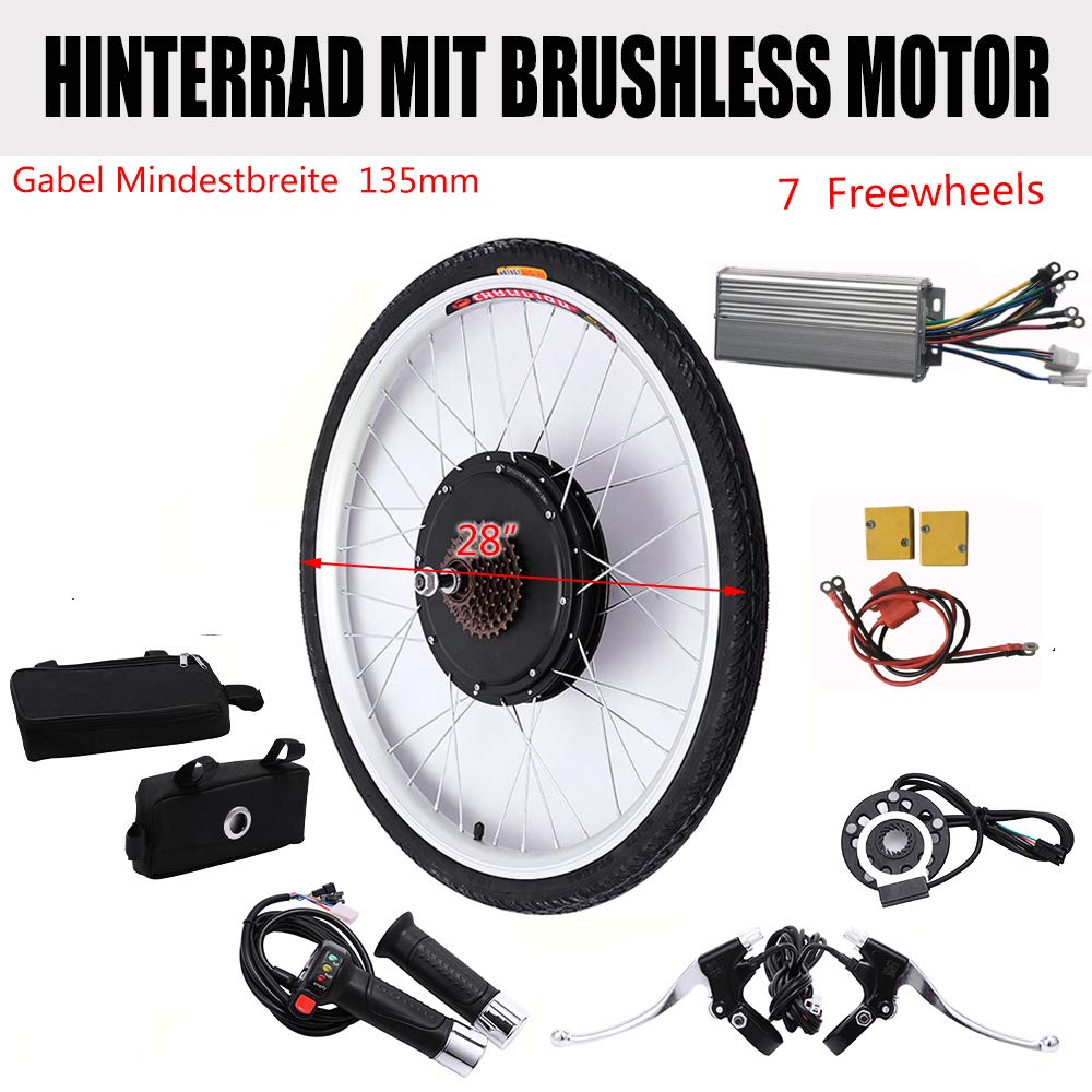 OBLLER 28" 48V/1000W Elektro-Fahrrad Kit Hinterrad Ebike Elektrofahrrad Umbausatz Kit (48V 1000W)