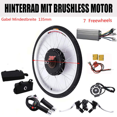 OBLLER 28" 48V/1000W Elektro-Fahrrad Kit Hinterrad Ebike Elektrofahrrad Umbausatz Kit (48V 1000W)