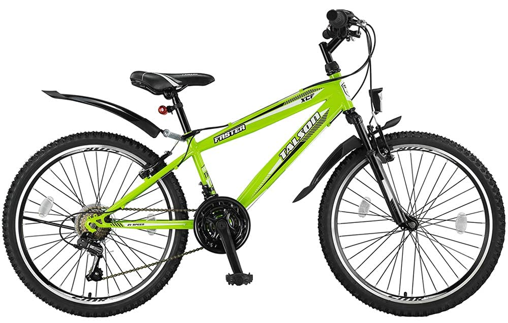 Talson 24 Zoll Mountainbike Fahrrad mit Gabelfederung & Beleuchtung 21-Gang FSTR Grün