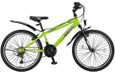 Talson 26 Zoll Mountainbike Fahrrad mit Gabelfederung und Beleuchtung mit 21-Gang in Grün
