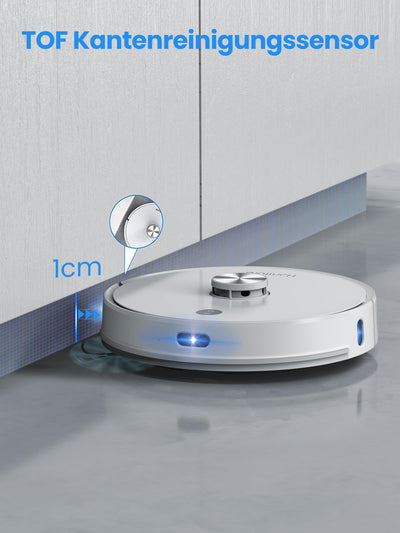 HONITURE Saugroboter mit Wischfunktion, Staubsauger Roboter Q6 Pro 3500Pa mit Lasernavigation Saugroboter mit Absaugstation 250Min Laufzeit App Steuerung ideal für Tierhaare Teppich Hartboden