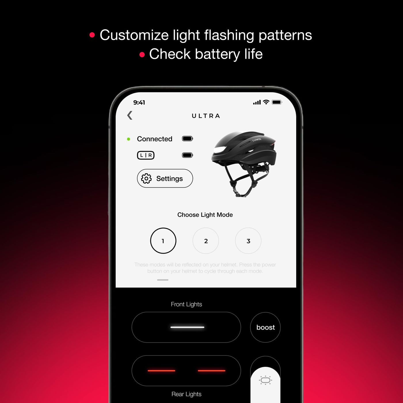 Lumos Ultra Smart-Helm | Fahrradhelm | Vorder- und Rücklicht (LED) | Blinker | Bremslichter | Bluetooth-Verbindung | Erwachsene: Herren, Damen (Charcoal Black, Größe: M-L)