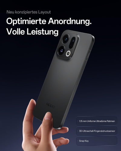 OPPO Find X9 5G 12+512GB, AI-freigeschaltetes Smartphone, 6,59" 120Hz ProXDR Display, 50MP Hasselblad-Kamera, 4K Motion, 7025 mAh Akku, IP69, Space Black (inkl. 80W SUPERVOOC Ladegerät und Enco Air4)