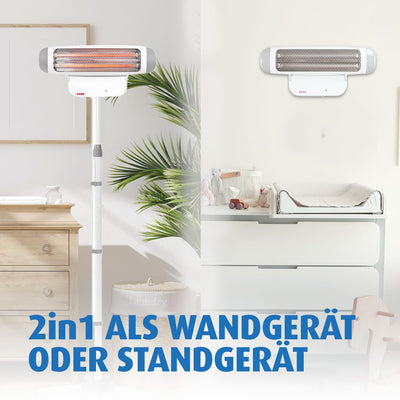 reer Wickeltischstrahler FeelWell 2in1, Standheizstrahler und Wandmontage, 2 Heizstufen, Timer, Kippsicherung, geprüft nach Medizinstandard, Weiß, aus Metall