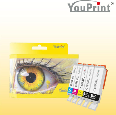 youprint Bundle TR7650 Multifunktionsgerät (Drucker, Scanner, Kopierer) mit 5 XXL Druckerpatronen