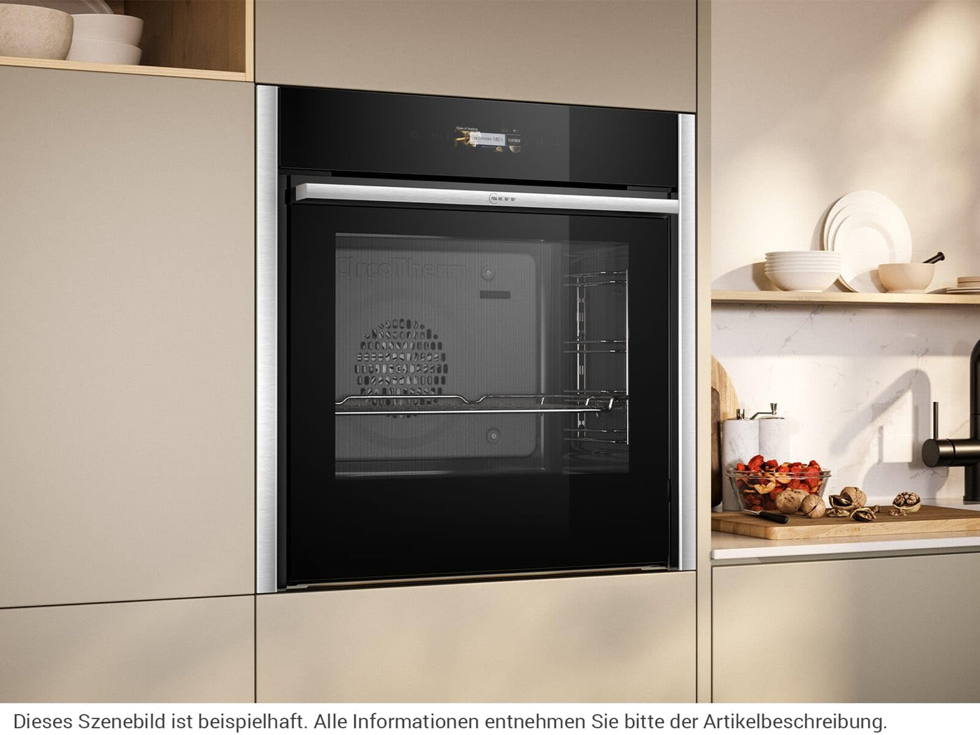 NEFF B54CR31N0 Einbau-Backofen N70, Integrierbarer Backofen 60 x 60cm, Slide&Hide, Full Touch TFT-Display, Automatikprogramme, Soft Open & Close, Edelstahl
