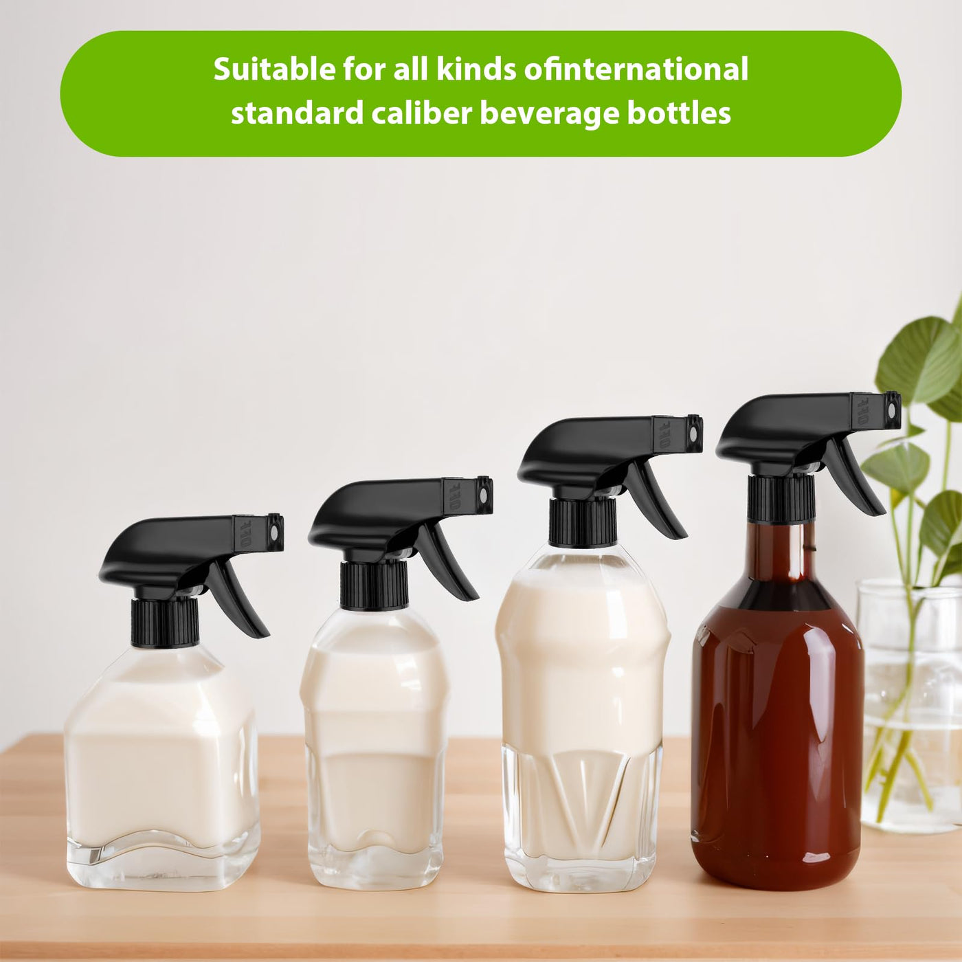 Ouligay 4 Stück Universal Sprühkopf für Flaschen Sprühkopf Schwarz mit Schaumgitter Oder Strahl Spray Nozzle for Bottle Ersatzsprühkopf für Standard Sprühflaschen