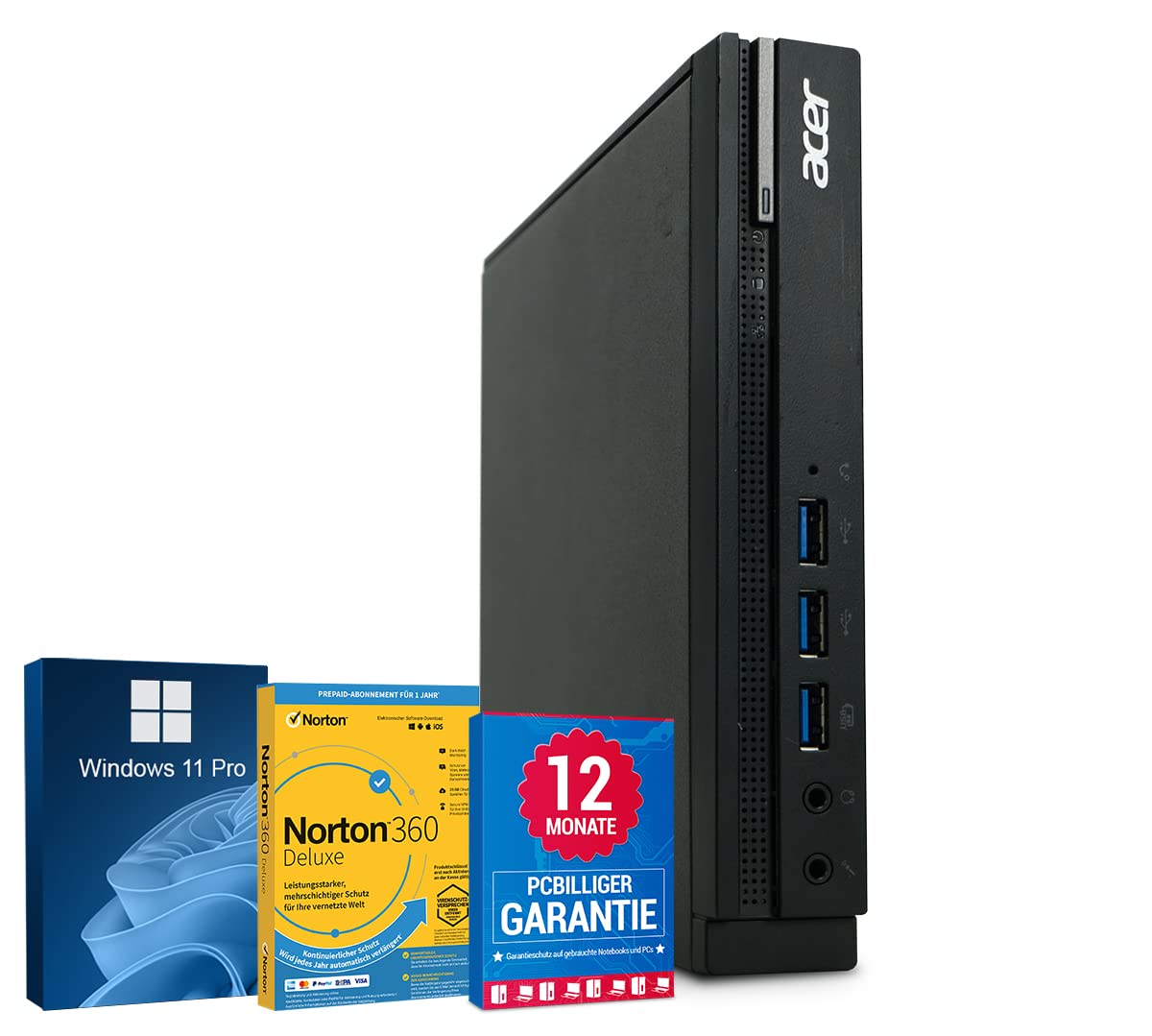 Acer Veriton N4640G PC Computer Intel Core i5-6500T@ bis zu 3,1 GHz 8 GB 256 GB SSD mit Windows 11 Pro & GRATIS Bluetooth, WLAN & Antiviren-Software inkl. 12 Monate Garantie (Generalüberholt)