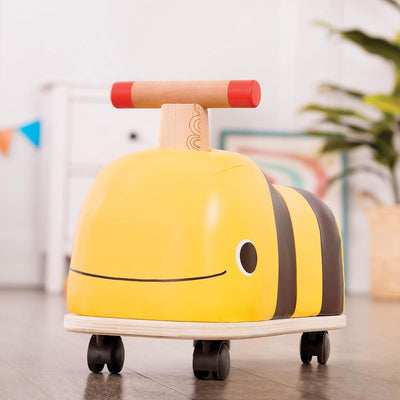 B. toys Rutschauto aus Holz – Rutscher Biene auf Rollen für Kinder und Babys, Kinderfahrzeug, Rutschfahrzeug, Babyrutscher, Spielzeug ab 18 Monaten, Gelb