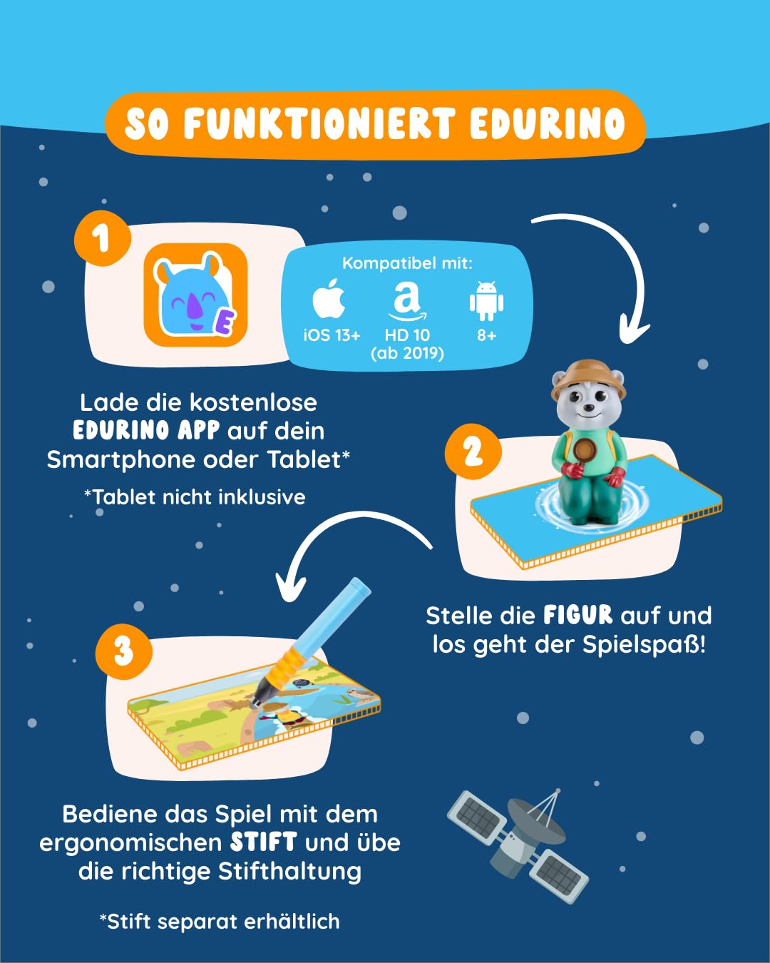 Edurino Figur ASA Welt der Tiere bis 10 (Stufe 2) ab 4 Jahren inkl. App | Innovatives & digitales Lernspiel | Vielfältige Tierwelten erkunden | Lebensräume erforschen