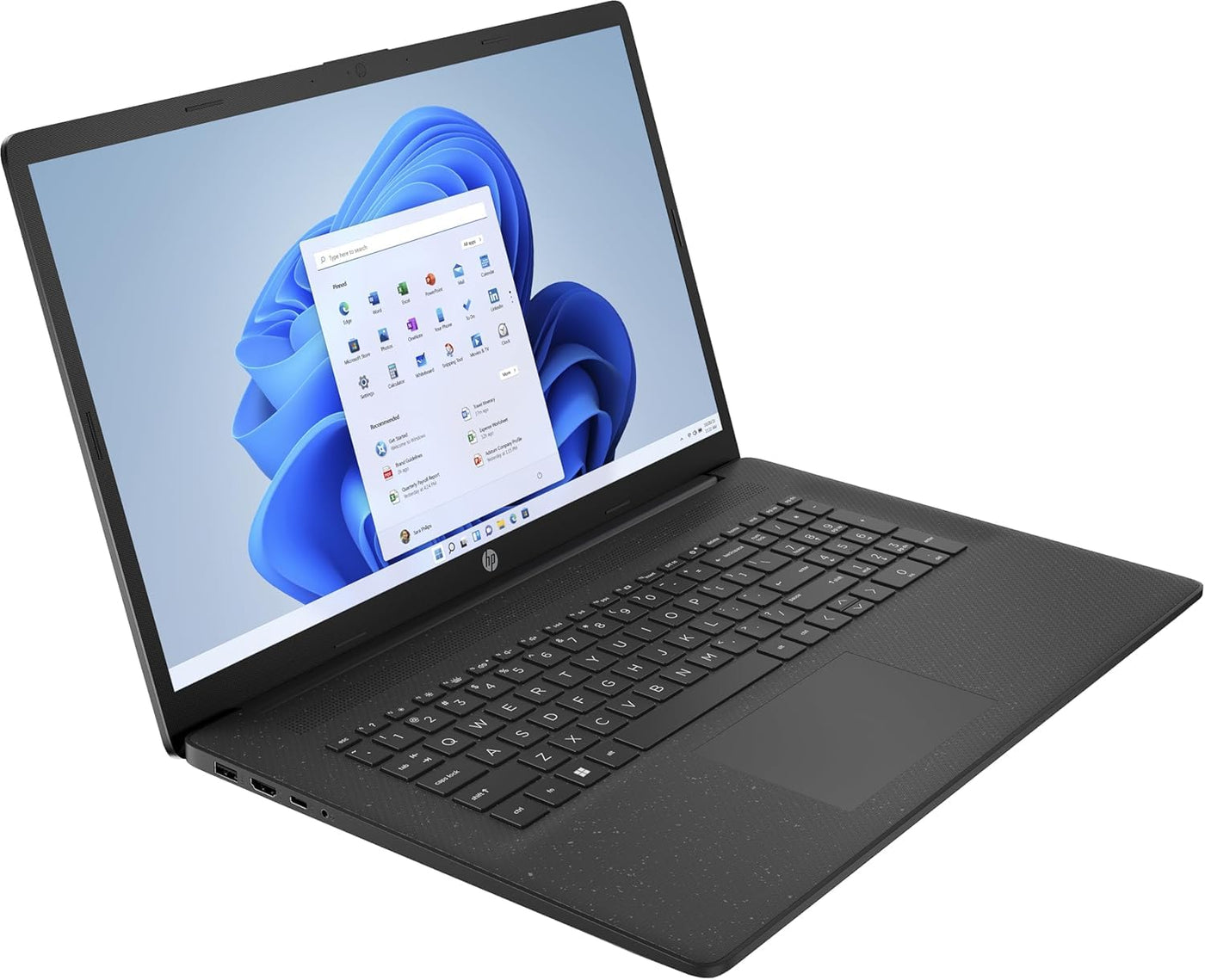 HP Laptop mit 17,3" FHD Display, AMD Ryzen 3 7320U, 8 GB DDR5 RAM, 512 GB SSD, AMD Radeon-Grafik, Windows 11, QWERTZ, Schwarz inkl. 25 GB Dropbox-Speicher für 12 Monate