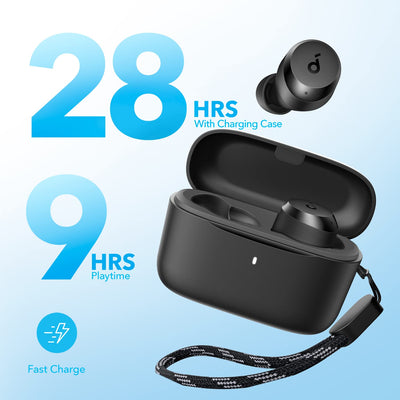 soundcore Kabellose Bluetooth Kopfhörer, by Anker A20i, Bluetooth 5.3, Anpassbarer EQ, 28 Std. Spielzeit, wasserfest, 2 Mikrofone mit KI, Kopfhörer einzeln verwendbar(Schwarz)