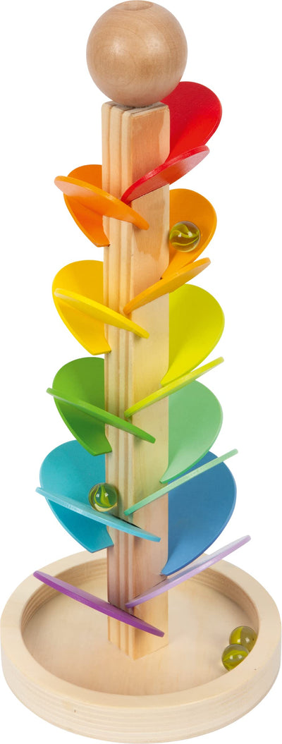 small foot Klang-Murmelbahn Regenbogen, Motorikspiel für Kinder, aus Holz, inkl. 4 Murmeln, ab 3 Jahren, 1187