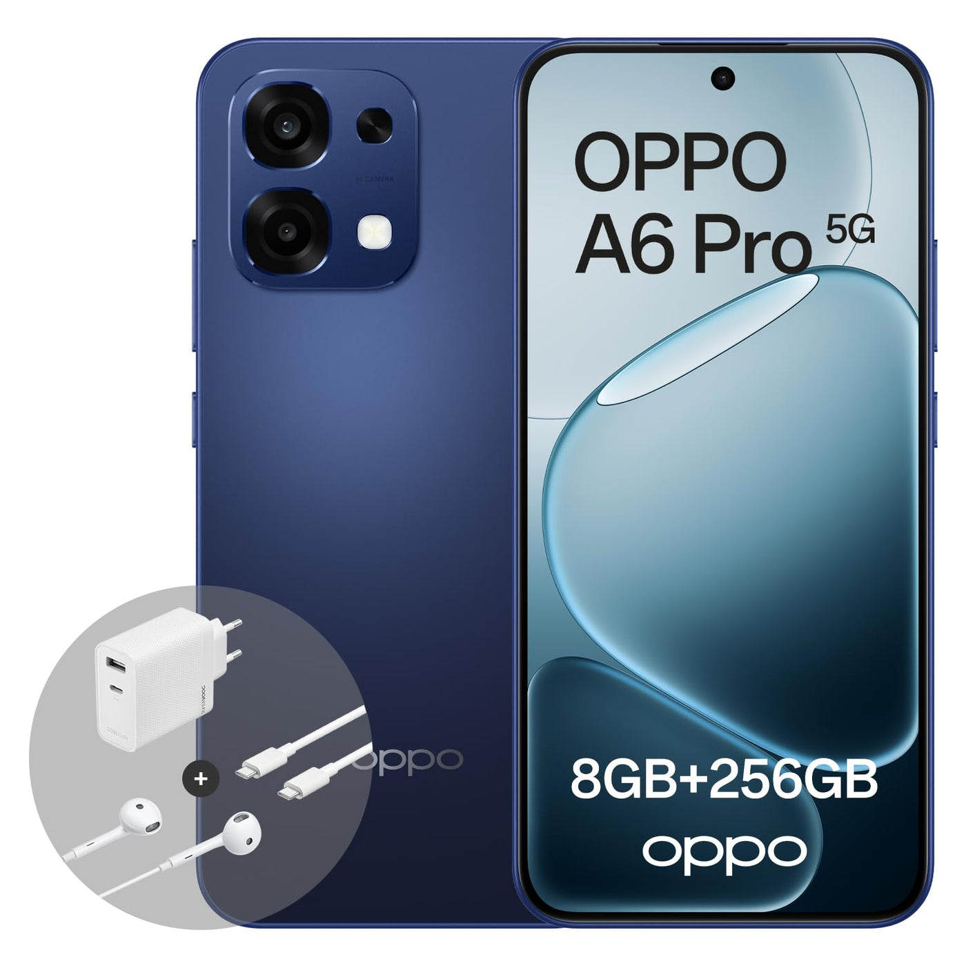 OPPO A6 Pro 5G 8+256GB, KI-Android-Smartphone (freigeschaltet), 6,57-Zoll 120Hz AMOLED-Display, 50+16-MP-KI-Kamera, 6500-mAh-Akku, IP69, Stellar Black (inkl. 80-W-SUPERVOOC-Ladegerät & Kopfhörer)