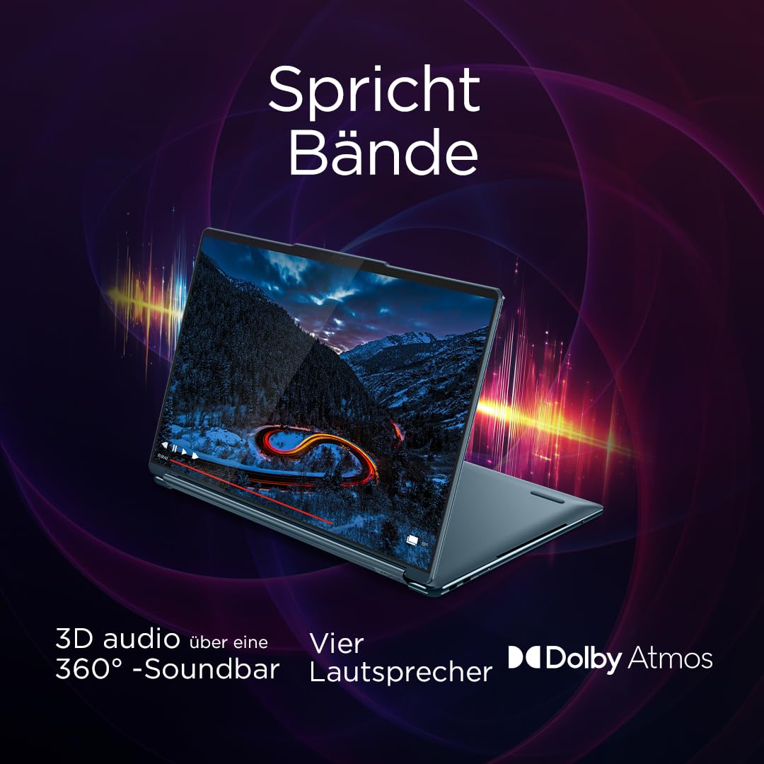 Lenovo Yoga Book 9i AI Laptop | 2x14'' 2.8K WQXGA OLED-Toch Display | Intel Core Ultra 7 | 32GB RAM | 1TB SSD | Intel Arc 140T Grafik | Windows 11 Home | QWERTZ | Tidal Teal | 3 Jahre Premium Care