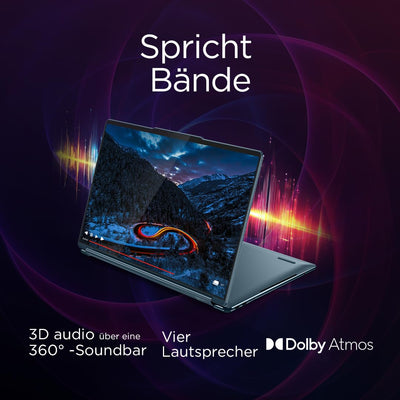 Lenovo Yoga Book 9i AI Laptop | 2x14'' 2.8K WQXGA OLED-Toch Display | Intel Core Ultra 7 | 32GB RAM | 1TB SSD | Intel Arc 140T Grafik | Windows 11 Home | QWERTZ | Tidal Teal | 3 Jahre Premium Care