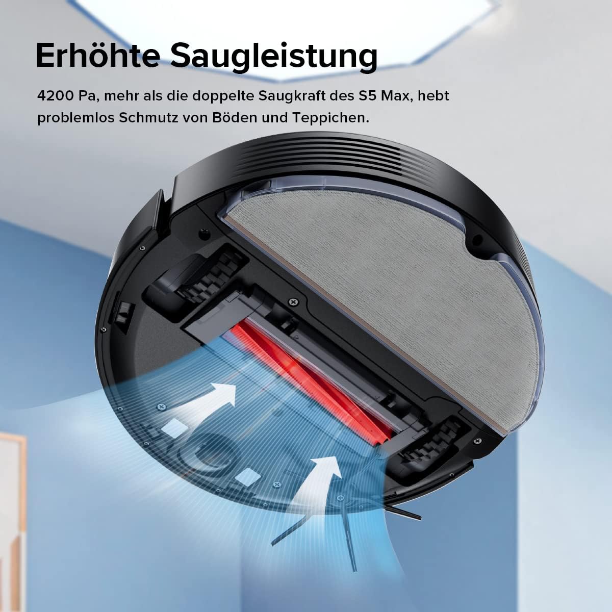 roborock Q7 Max Staubsauger, Roboter, 4200 Pa, 180 Minuten Akkulaufzeit, Roboter, selbstheilend, mit Lidar-Navigation, Kartografie, WiFi/APP/Alexa, Upgrade des S5 Max (schwarz)