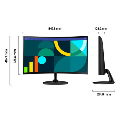 Samsung S36GD Essential Curved Monitor 24 Zoll, PC-Bildschirm mit VA-Panel, Full HD-Auflösung, 4 ms Reaktionszeit, Bildwiederholrate 100 Hz, Eco Saving Plus, Flicker Free, Schwarz, S24D364GAU