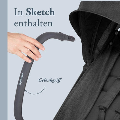 Inglesina Sketch Kinderwagen Leicht und Kompakt, Schwarz, Bequem, bis zu 17kg, Einhand-Faltung, UPF 50+