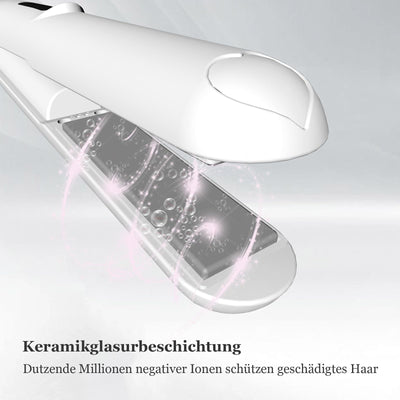 LOUIKAY Kabelloser Haarglätter 2 in 1 Lockenwickler, Mini Glätteisen Wiederaufladbares USB Glätteisen, Negative Ionen Mini Reiseglätter mit 3 Temperaturen 160/180/200℃ für kurzes & langes Haar (Weiß)