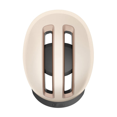ABUS Urban Helm HUD-Y - mit magnetischem, aufladbarem LED-Rücklicht & Magnetverschluss - cooler Fahrradhelm für den Alltag - für Damen und Herren - Titan/Rot Matt, Größe M
