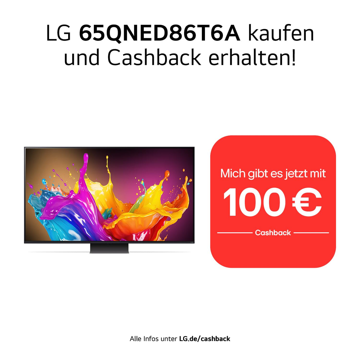 LG 65QNED86T6A TV 65" (165 cm) QNED Fernseher (α8 4K AI-Prozessor, webOS 24, HDR10, bis zu 120Hz) [Modelljahr 2024]