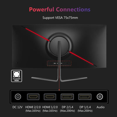 Z-Edge 30 Zoll Ultrawide Curved Gaming Monitor 200Hz(DP) 165Hz(HDMI) 1ms MPRT, 2560x1080 VA Panel, 21:9 R1500 Curved Bildschirm, 300cd/m² Helligkeit, FreeSync, HDMI & DisplayPort, Schwarz