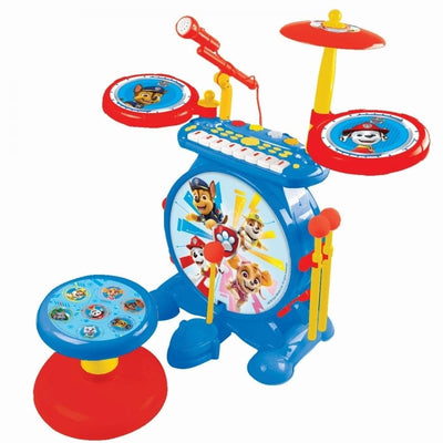 Lexibook, Paw Patrol, Elektronisches Set für Kinder, musikalisches Spielzeugspiel, realistischer Trommel-Sound, 8-Tasten-Tastatur, MP3-Stecker, Sitz inklusive, blau/rot, K610PA