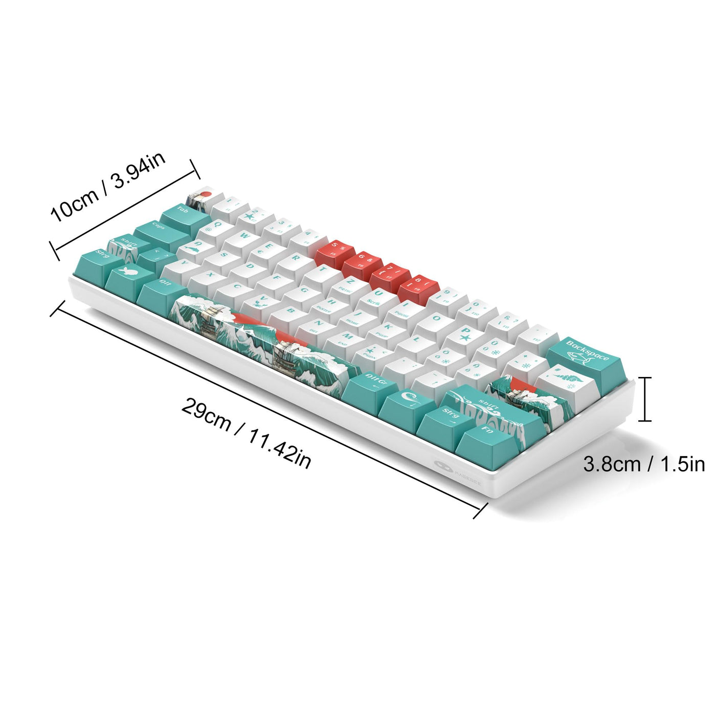 MageGee MK-STAR61 60% Mechanische Tastatur DE Layout, Hot-Swap-fähige kabelgebundene RGB-Gaming-Tastatur mit Farbstoff-Sublimationstastenkappen, vorgeölten Schaltern, Eva-Schaum für Mac/Win (Wellen)