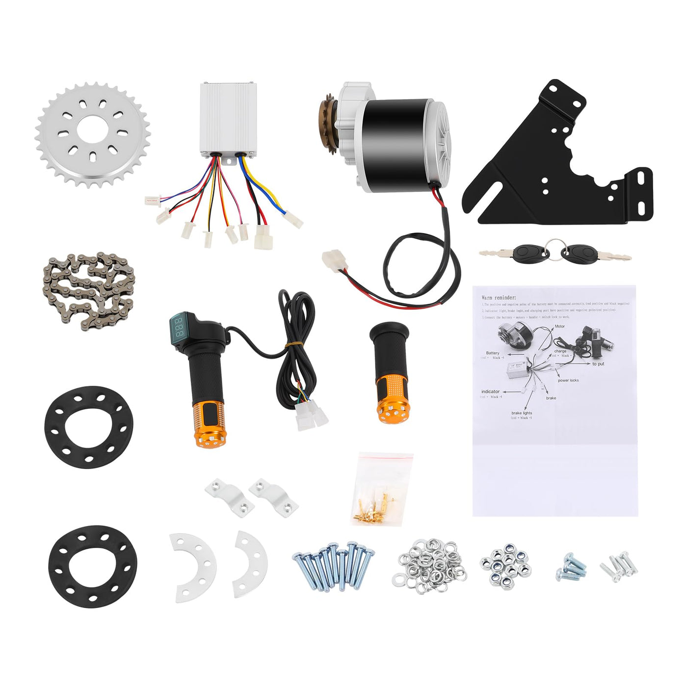 EUAIIPull Elektro Fahrrad Motor Umbausatz 36V 350W Hinterrad Conversion Twist Kit mit Freilauf Brush Motor E-Bike-Umrüstung für Fahrräder Mountainbikes Elektrodreiräder