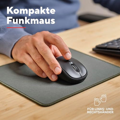 Trust Ymo II Leise Tastatur Maus Set Kabellos Deutsches QWERTZ Layout, Flachen Tasten, Spritzwassergeschützt, Beidhändig Funkmaus 800-1600 DPI, EIN USB-Empfänger, für PC, Computer, Laptop, Mac