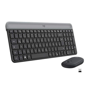 Logitech MK470 Slim Combo Kabelloses Tastatur-Maus-Set, 2.4 GHz Verbindung via Nano-USB-Empfänger, 10m Reichweite, 18-Monate Batterielaufzeit, PC/Laptop, Deutsches QWERTZ-Layout - Graphit