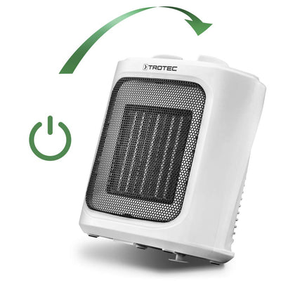 TROTEC Keramik Heizlüfter TFC 16 E – Heizleistung 1200 W / 2000 W – Elektroheizung mit Thermostat, Raumgröße 24 m² bis 60 m³