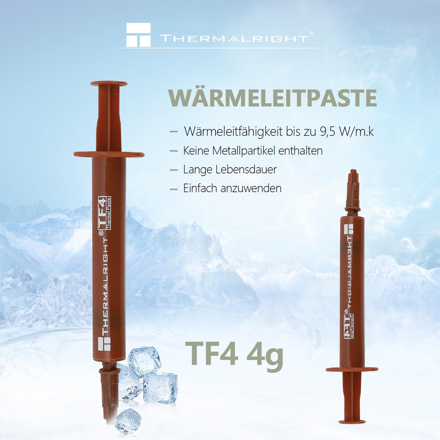 THERMALRIGHT TF4 4g Wärmeleitpaste für Kühler,Kühlkörperpaste Hohe Beständigkeit 9,5W/m.k,Grafikkarte CPU Wärmeleitpaste(TF4 4g)