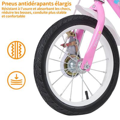 OHMG Mountainbike 12/14/16 Zoll für Mädchen, Rahmen aus Karbonstahl, Mountainbike, Jugendrad, Lenker und Sattel höhenverstellbar, für Kinder von 1 bis 9 Jahren (Rosa, 14 Zoll)