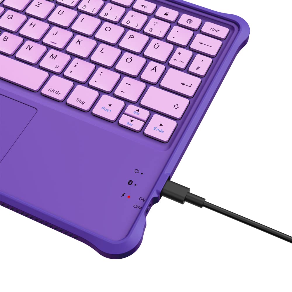 Kabellose Bluetooth-Tastatur „Made for Amazon“ für Kinder, violett, für Fire HD 10 Kids- und Kids Pro-Tablets