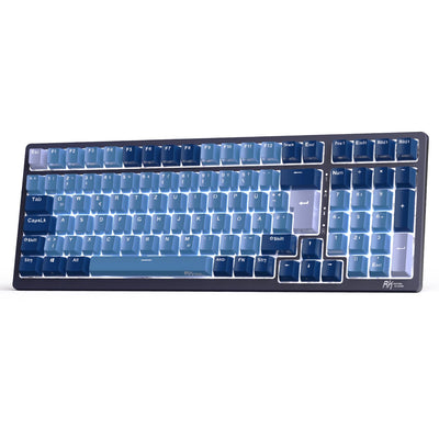 RK ROYAL KLUDGE RK98 Mechanische Tastatur Kabellose Gaming Tastatur 2.4G/Bluetooth 5.1/USB-C RGB Hinterleuchtet Deutsches Layout QWERTZ 100 Tasten Hot Swappable Braune Schalter, Blau