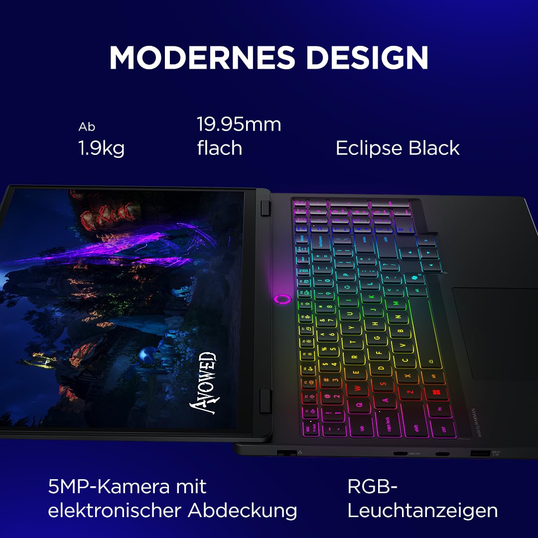 Lenovo Legion 5i 15IRX10 Gaming AI Laptop | 15.1" WQXGA 165Hz OLED Display | NVIDIA GeForce RTX 5070 | Intel Core i7-13650HX | 32GB RAM | 1TB SSD | Win11 | QWERTZ | Eclipse Black | 3 Monate GamePass