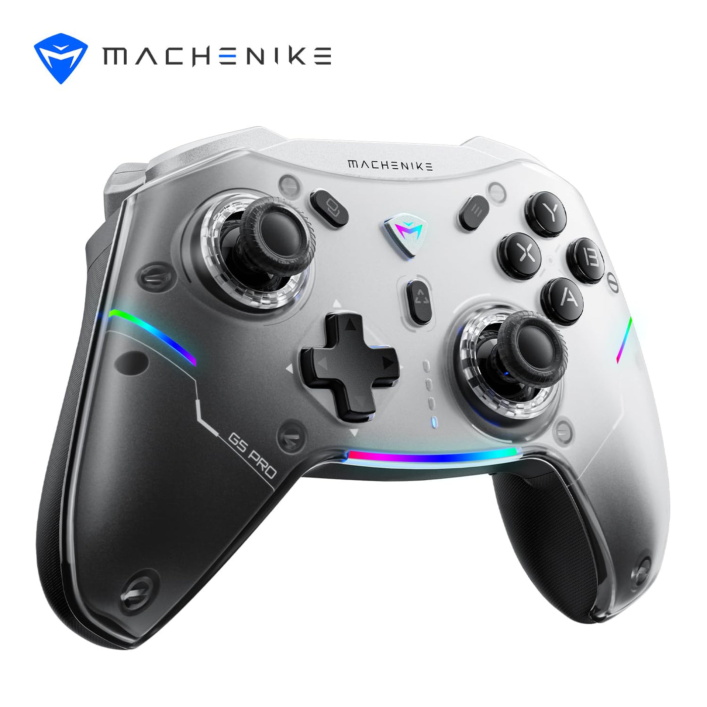 Machenike G5 Pro Wireless Controller für Windows PC,Switch,IOS&Android,RGB Lichter,PC Controller Hall Effekt Joystick＆Trigger/Gyroskop (Schwarz)