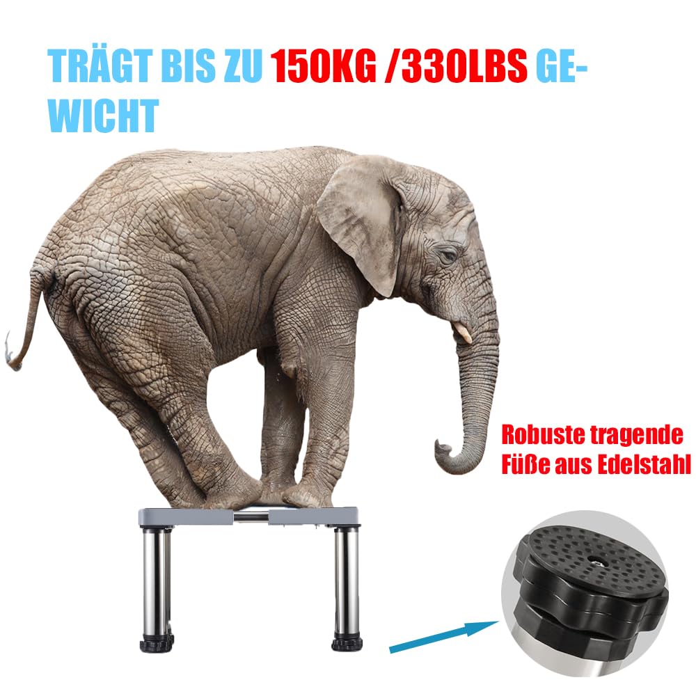 Waschmaschinen Untergestell Waschmaschinenständer Waschmaschinensockel Podest für Kühlschrank, Trockner und Gefrierschrank Bärenlast 150kg, Verstellbare Breite Höhe(40-60cm,19-22cm)