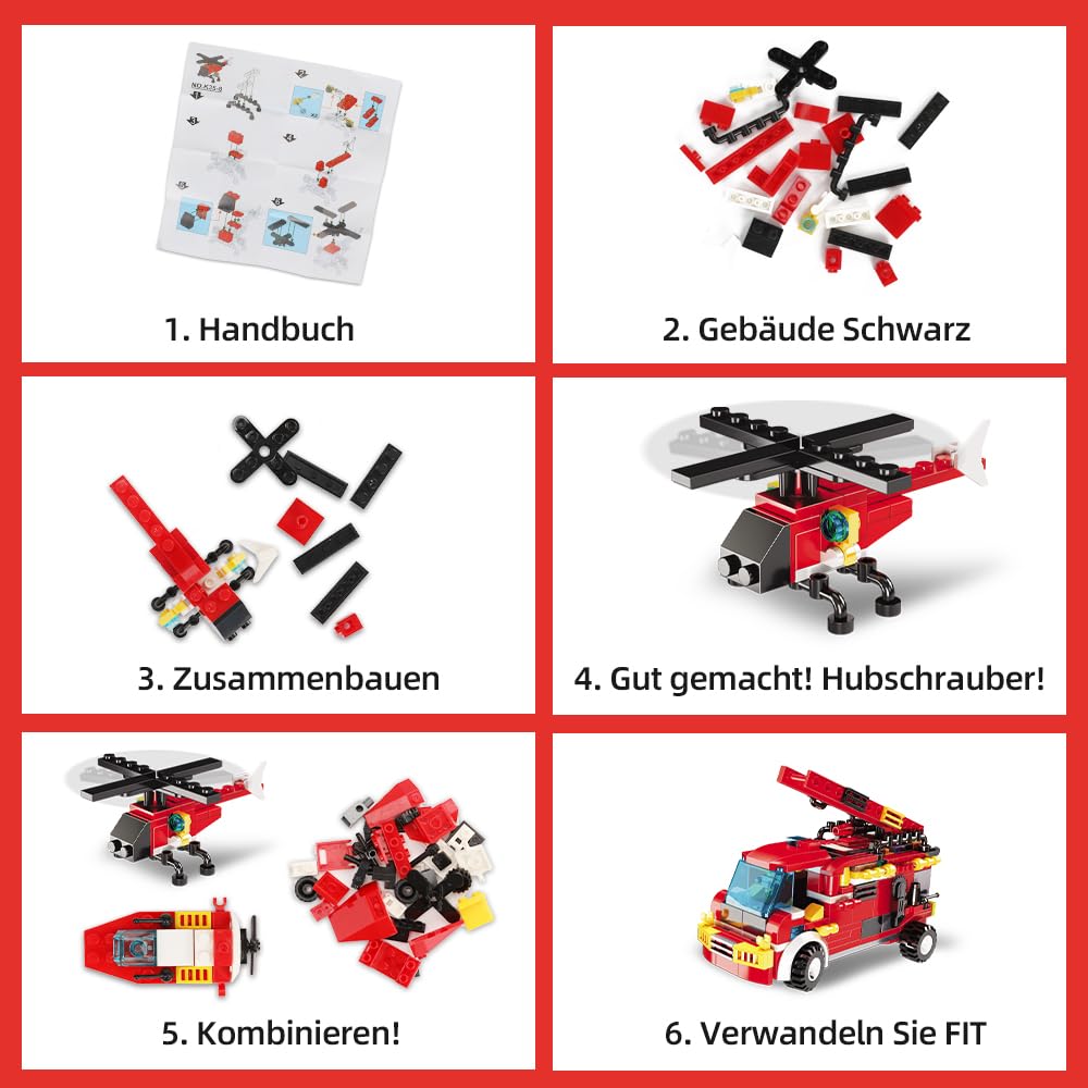 Rosami Adventskalender 2025 Kinder – Weihnachtskalender mit 24 Weihnachtsspielzeuge, Auto-Bausteine & Feuerwehr-Spielzeug, Geschenk für Jungen Mädchen